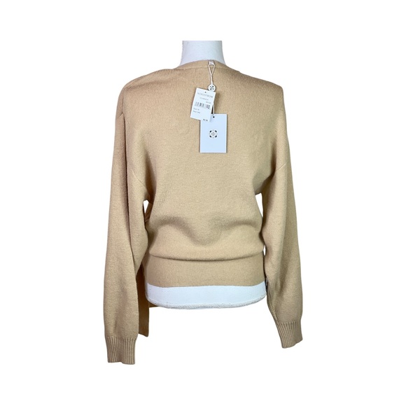 NWT Dave’s Side Tie Wrap Knit Cardigan Sweater Camel Beige V Neck Size M… - Picture 7 of 9